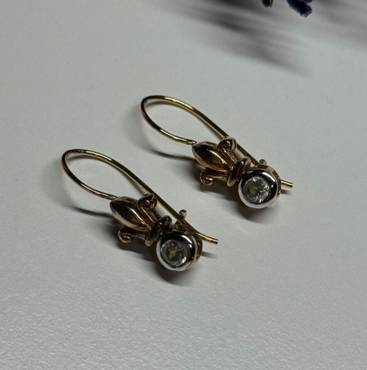 925 Sterling Silver Gold Plated CZ Earrings