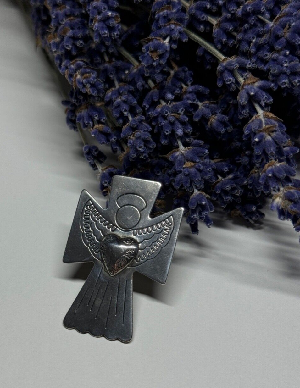 925 Sterling Silver Angel Heart Brooch