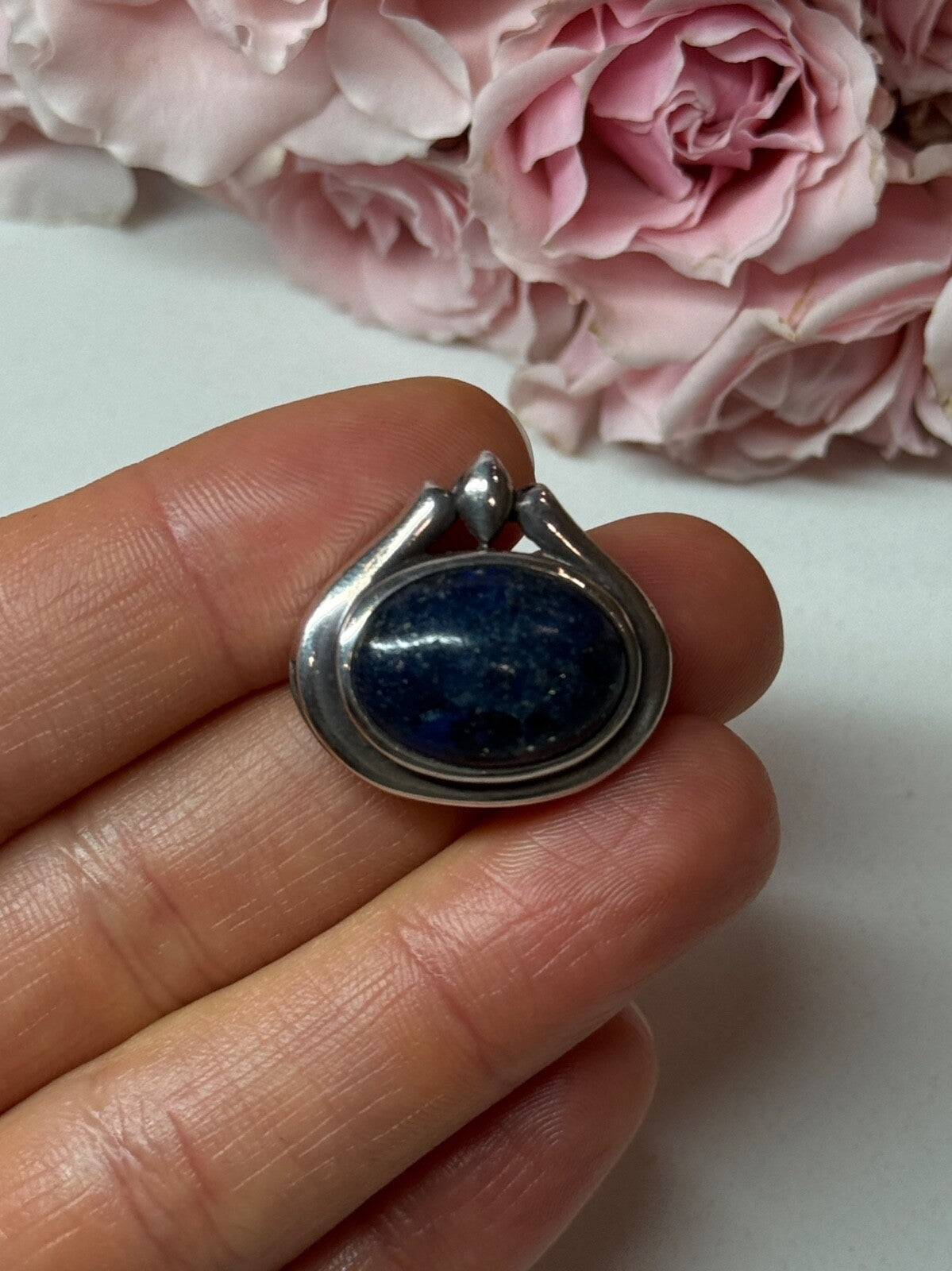 925 Sterling Silver Pendant Sodalite Length 0.9 In