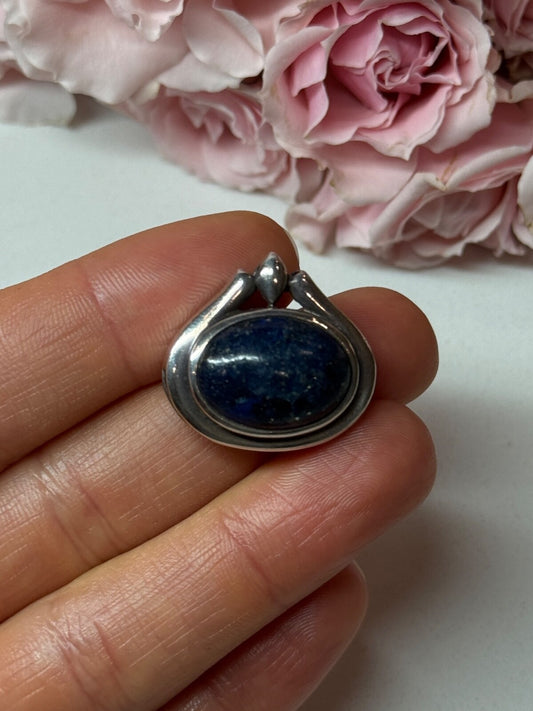 925 Sterling Silver Pendant Sodalite Length 0.9 In