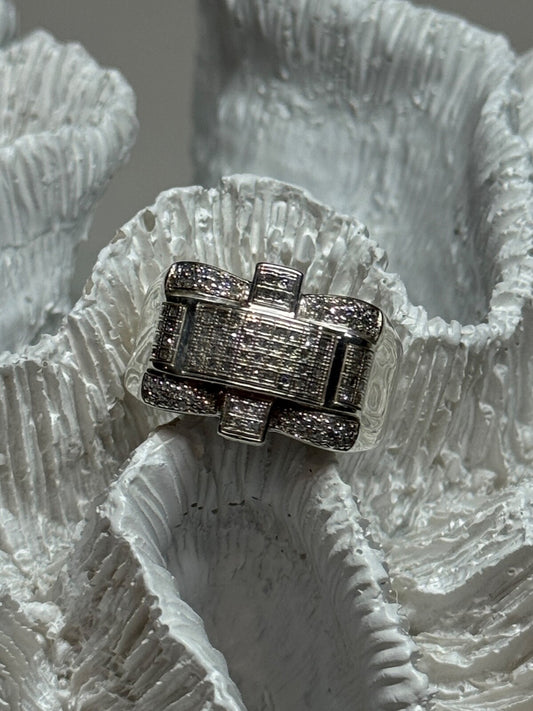925 Sterling Silver Diamonds Men'S Ring Size 9