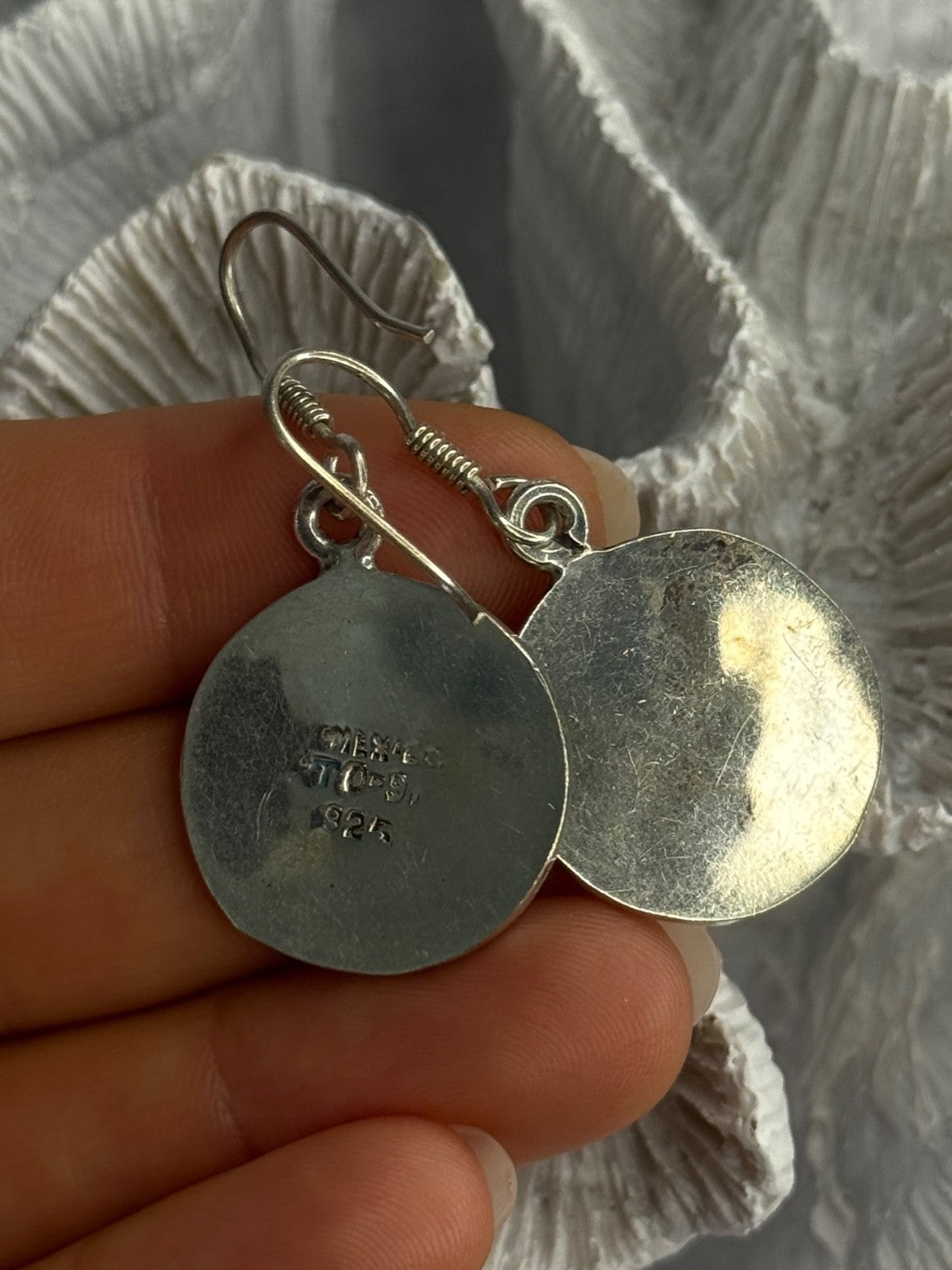 Vintage 925 Sterling Silver Turquoise Earrings Length 1.70 Inch