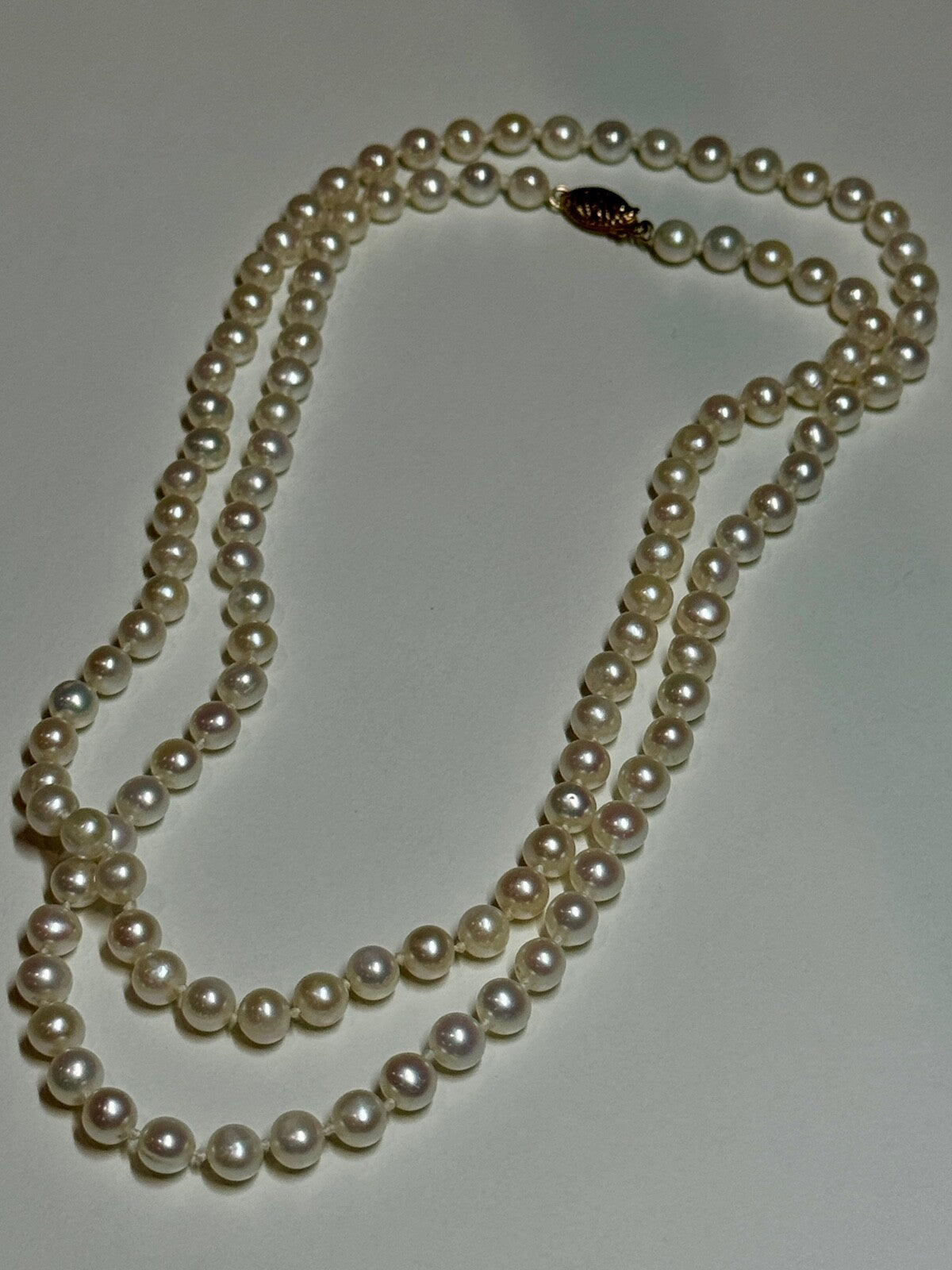 14K Yellow Gold Freshwater Pearl Necklace Length 30 Inch