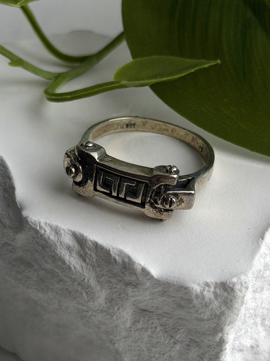 Men's Vintage Greek Key 925 Sterling Silver Ring Size 12.5