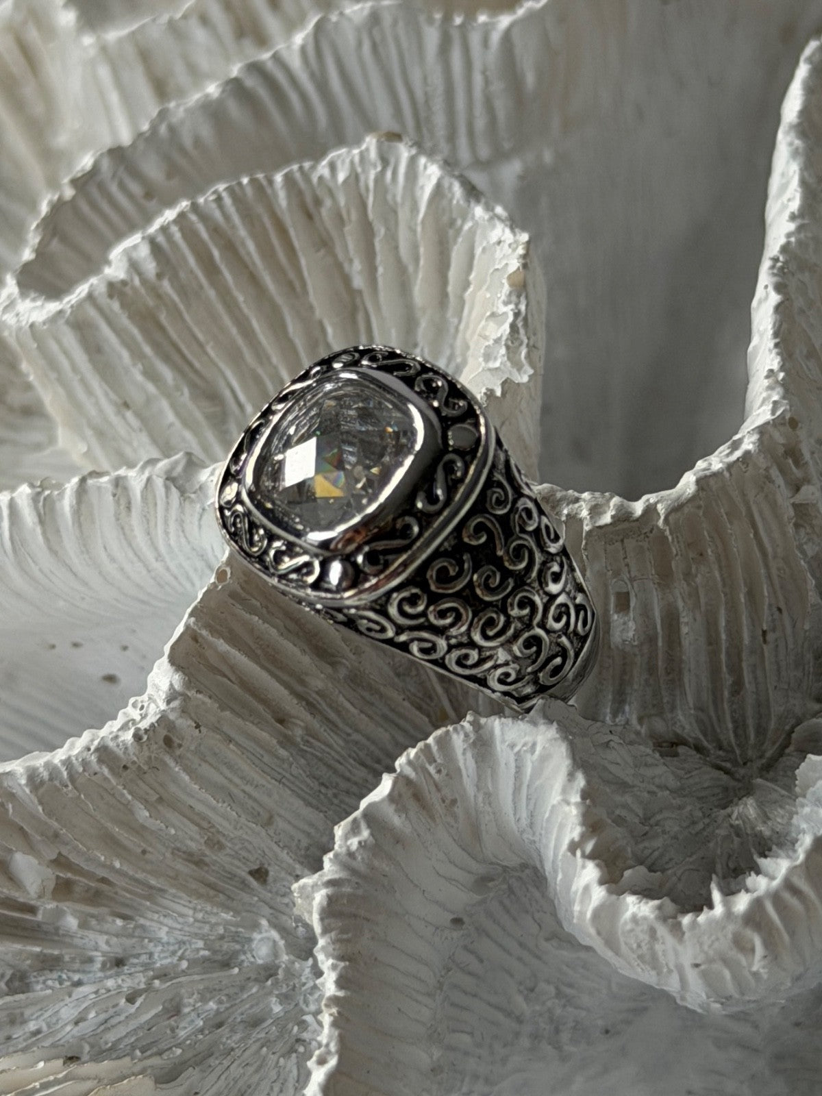 925 Sterling Silver White Spinel Ring Size 7