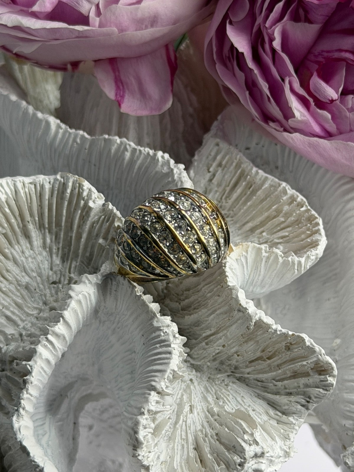 925 Sterling Silver Gold Plated Cz Ring Size 8