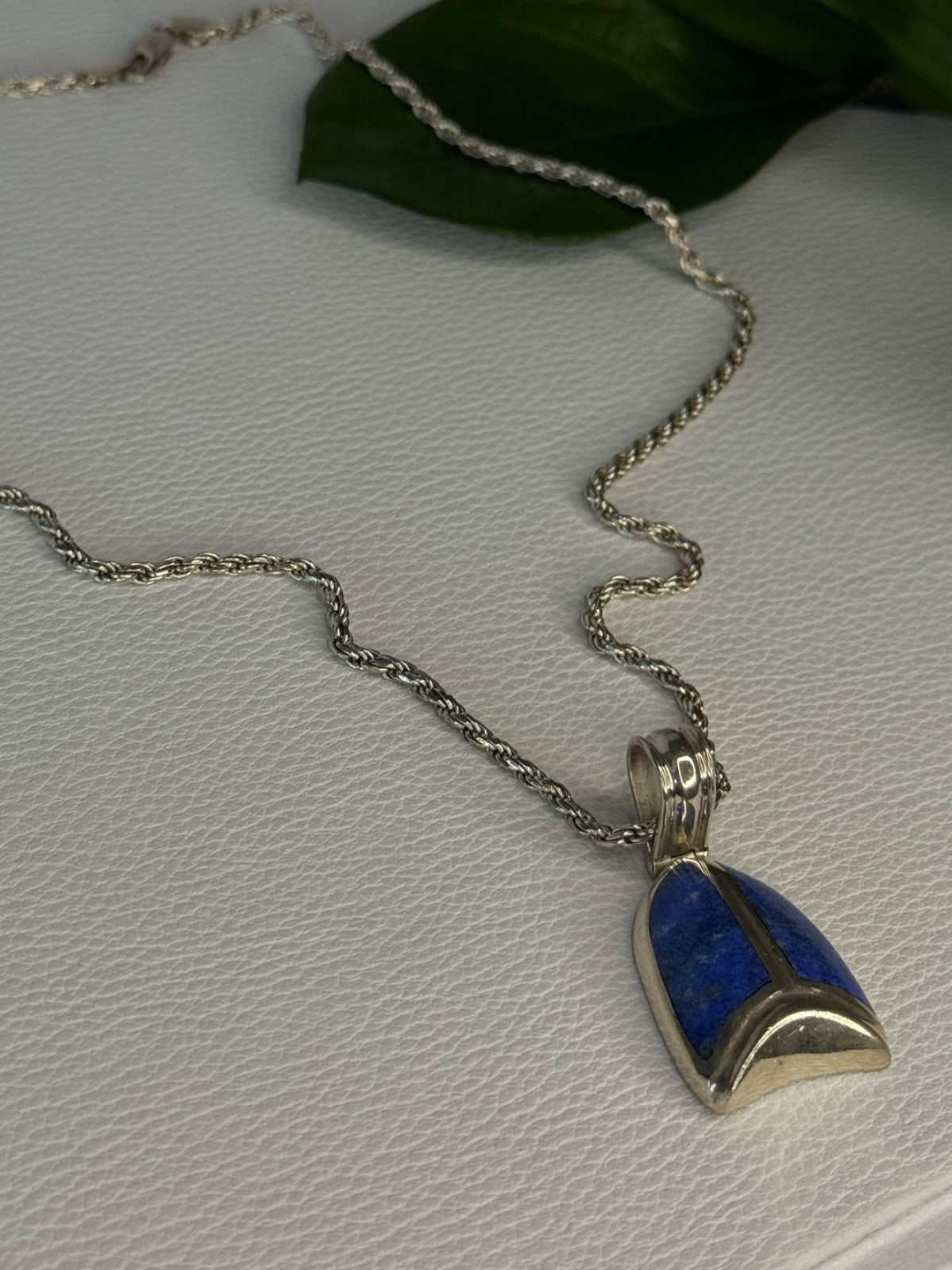 Vintage 925 Sterling Silver Sodalite Necklace Length 20 Inch