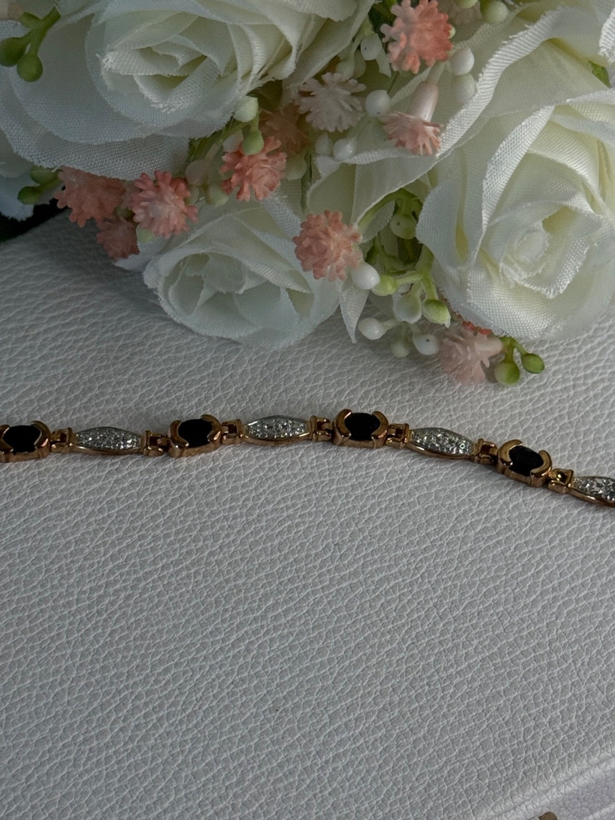 925 Sterling Silver Gold Plated Sapphire Bracelet Length 7.5 Inch