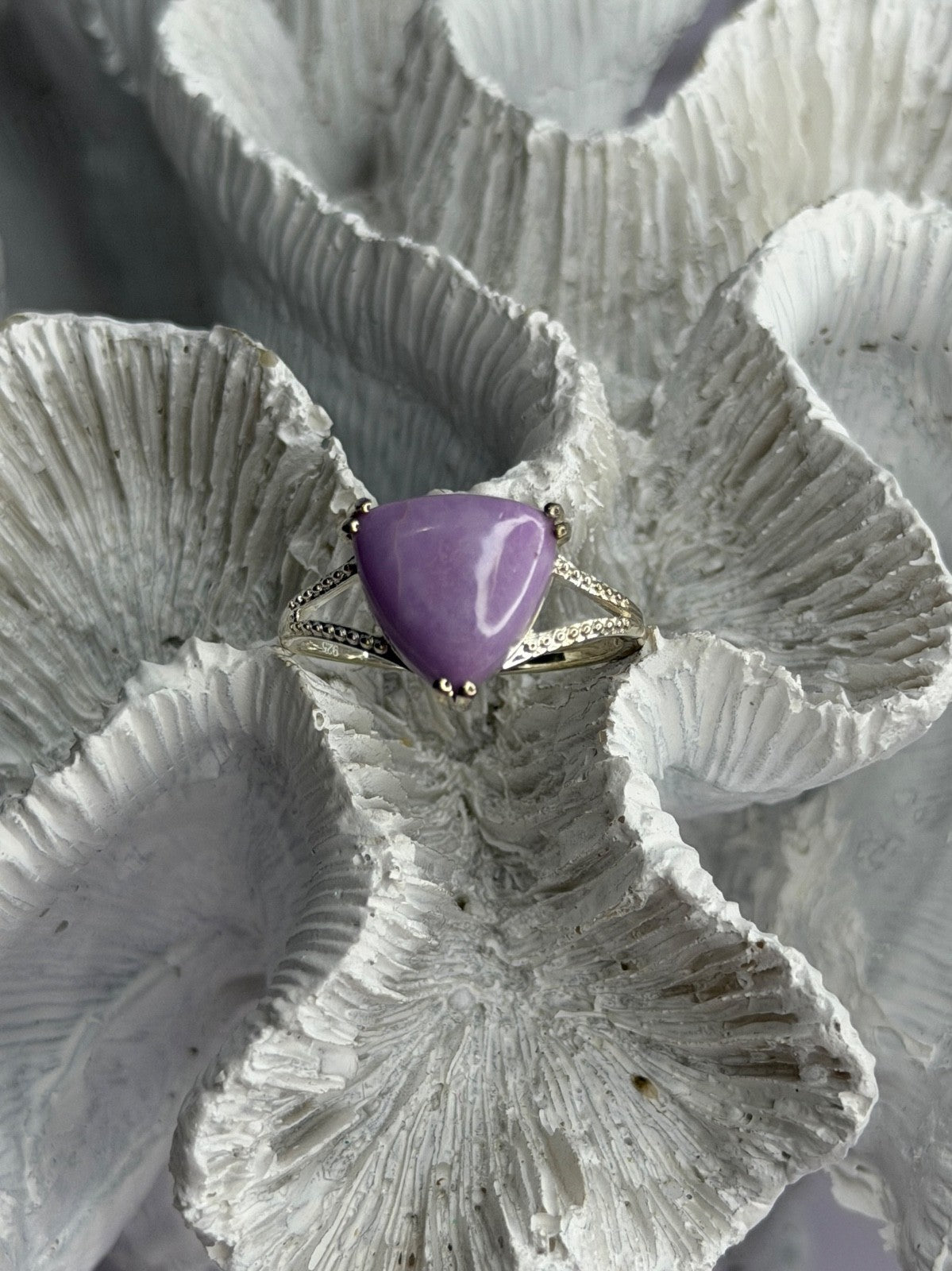 Djoy 925 Sterling Silver Lavender Jade Ring Size 10