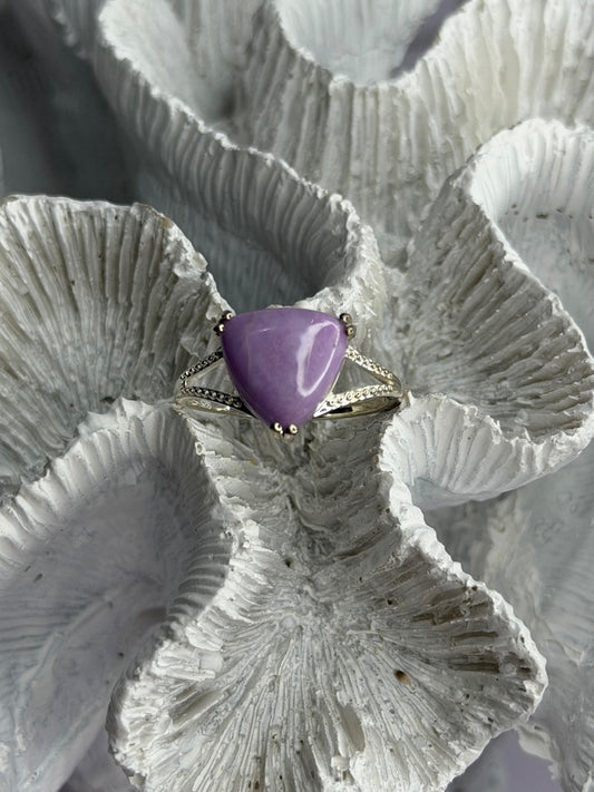 Djoy 925 Sterling Silver Lavender Jade Ring Size 10