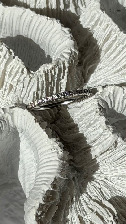 14K White Gold Diamond 0.37 ct Band Ring Size 5