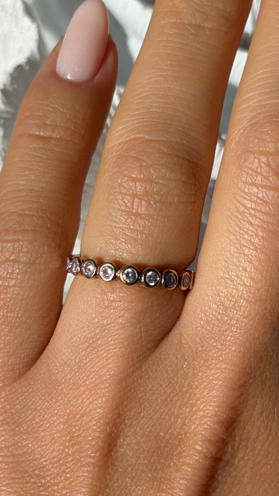 925 Sterling Silver Gold Plated Morganite Ring Size 6