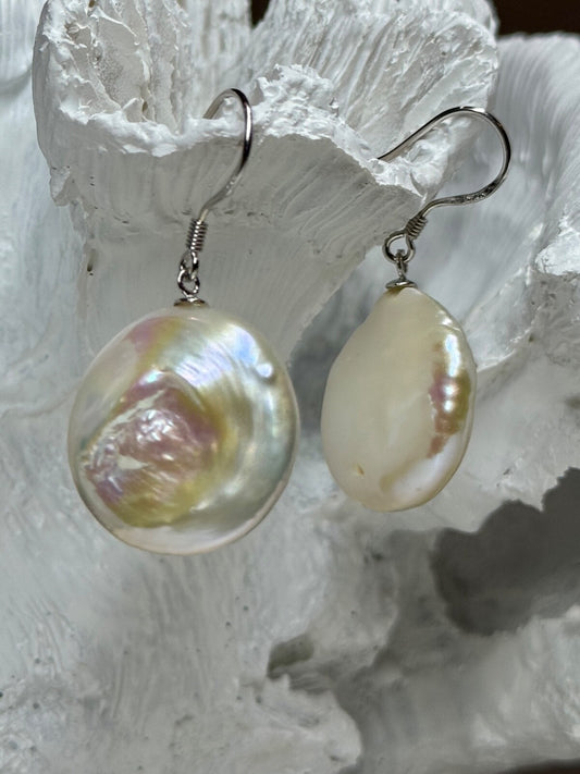 925 Sterling Silver Fresh Water Pearl Earrings Length 1.8 Inch