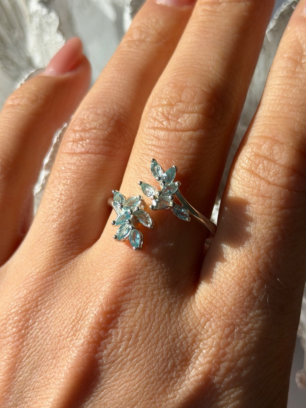 925 Sterling Silver Blue Topaz Ring Size 11 Adjustable Design
