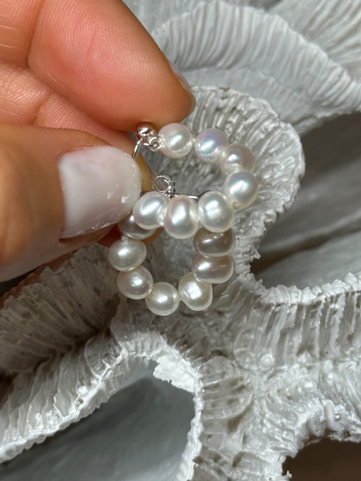 925 Sterling Silver Fresh Water Pearl Earrings Length 0.8 Inch