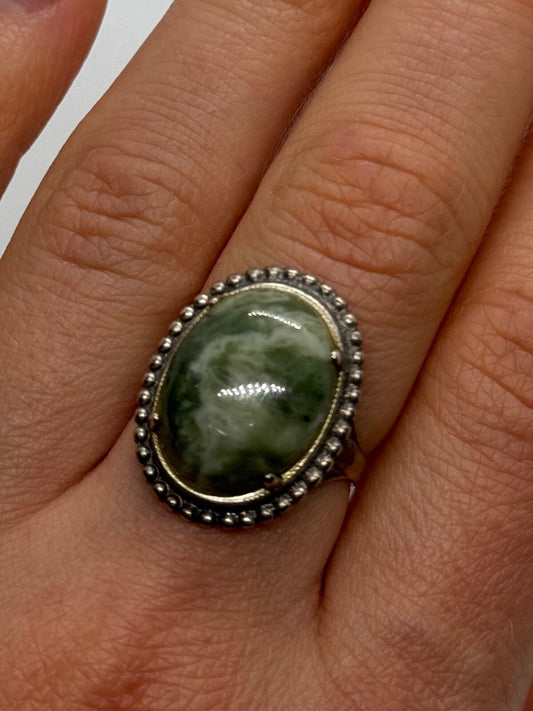 925 Sterling Silver Agate Ring Size 7