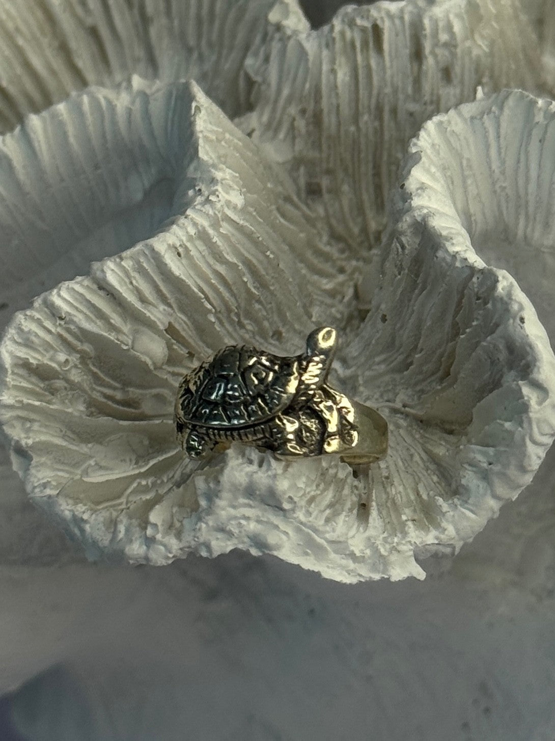 925 Sterling Silver Turtle Ring Sizable Maximum Size 3