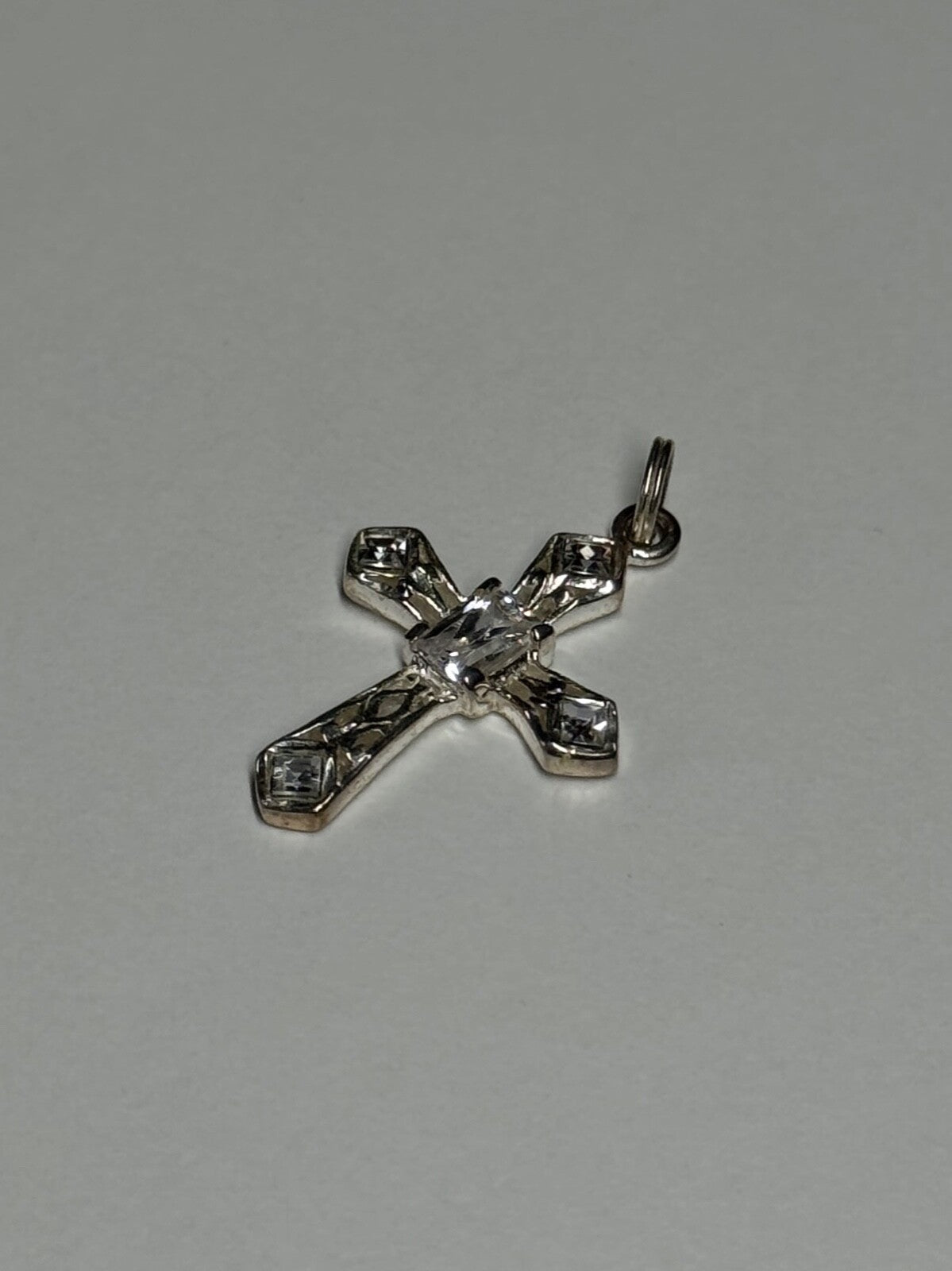 925 Sterling Silver CZ Cross Length 28 Mm