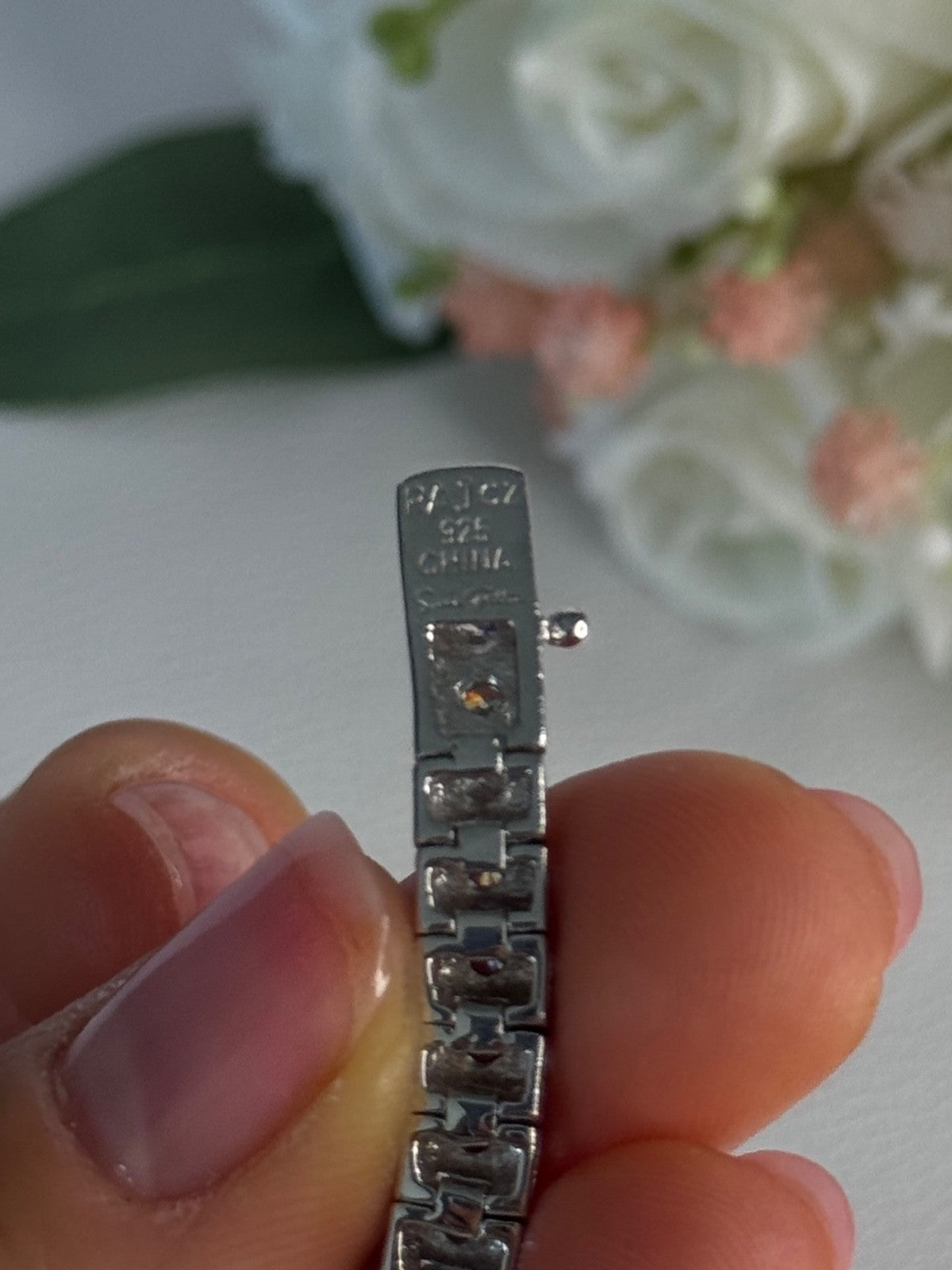 Elegant 925 Sterling Silver CZ Bracelet Length 7.5 Inch