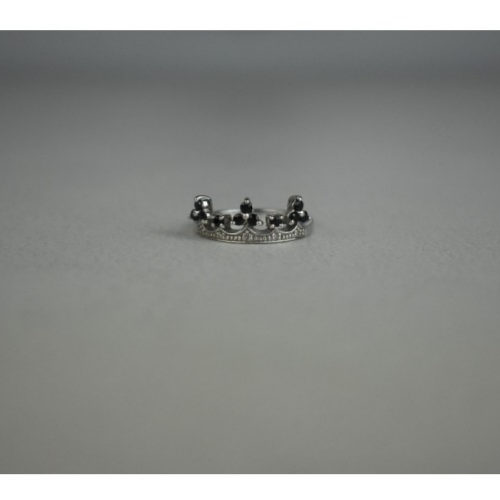 925 Sterling Silver Black Nephrite & Colorless Topaz "Crown" Ring Size 6.5