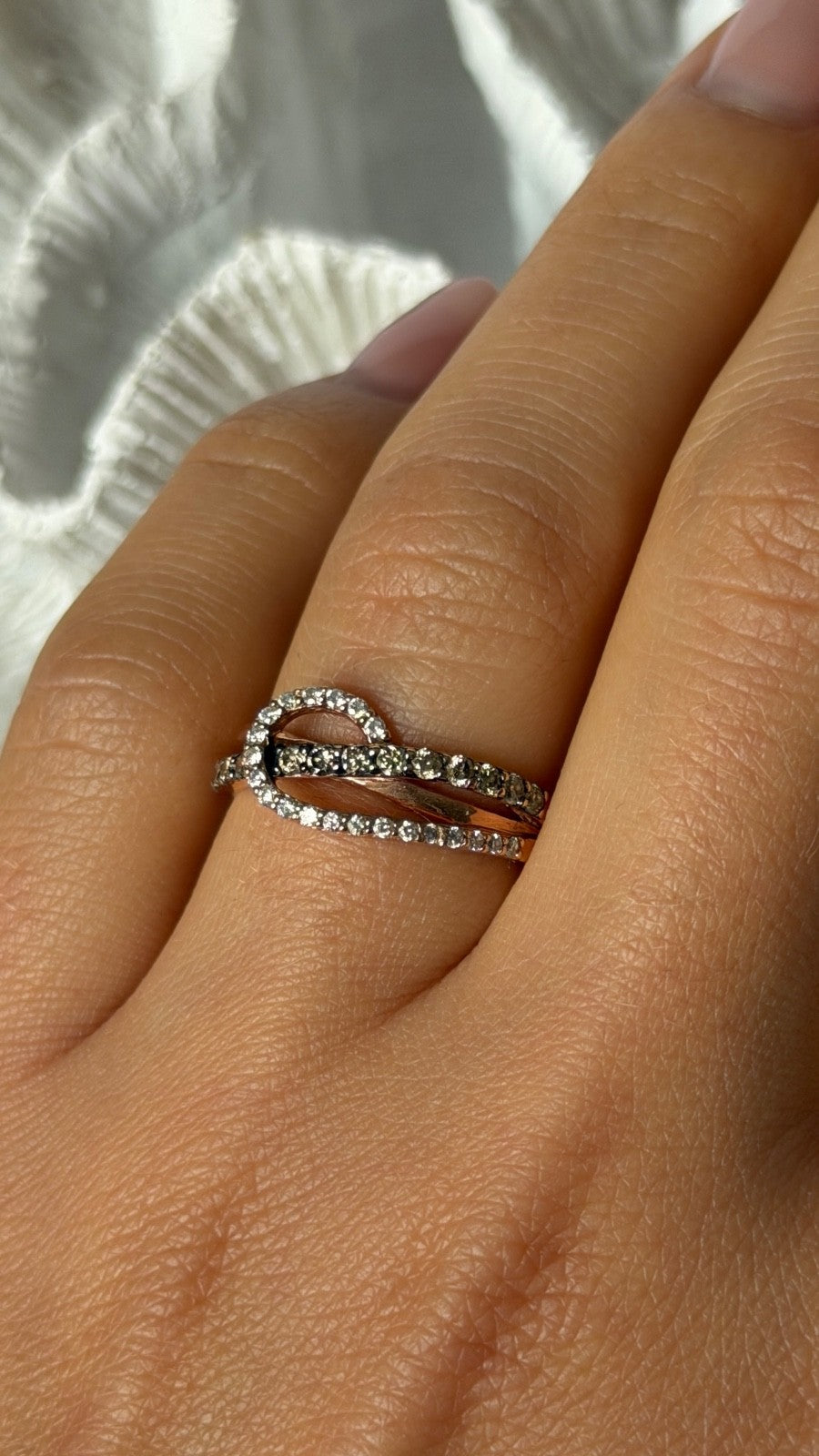 Le Vian 14K Rose Gold Chocolate & White Diamonds 0.50 cts Ring Size 6.5