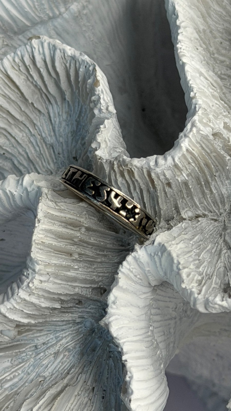 Vintage Religious 925 Sterling Silver Ithes 4:3-4 Ring Size 4.5