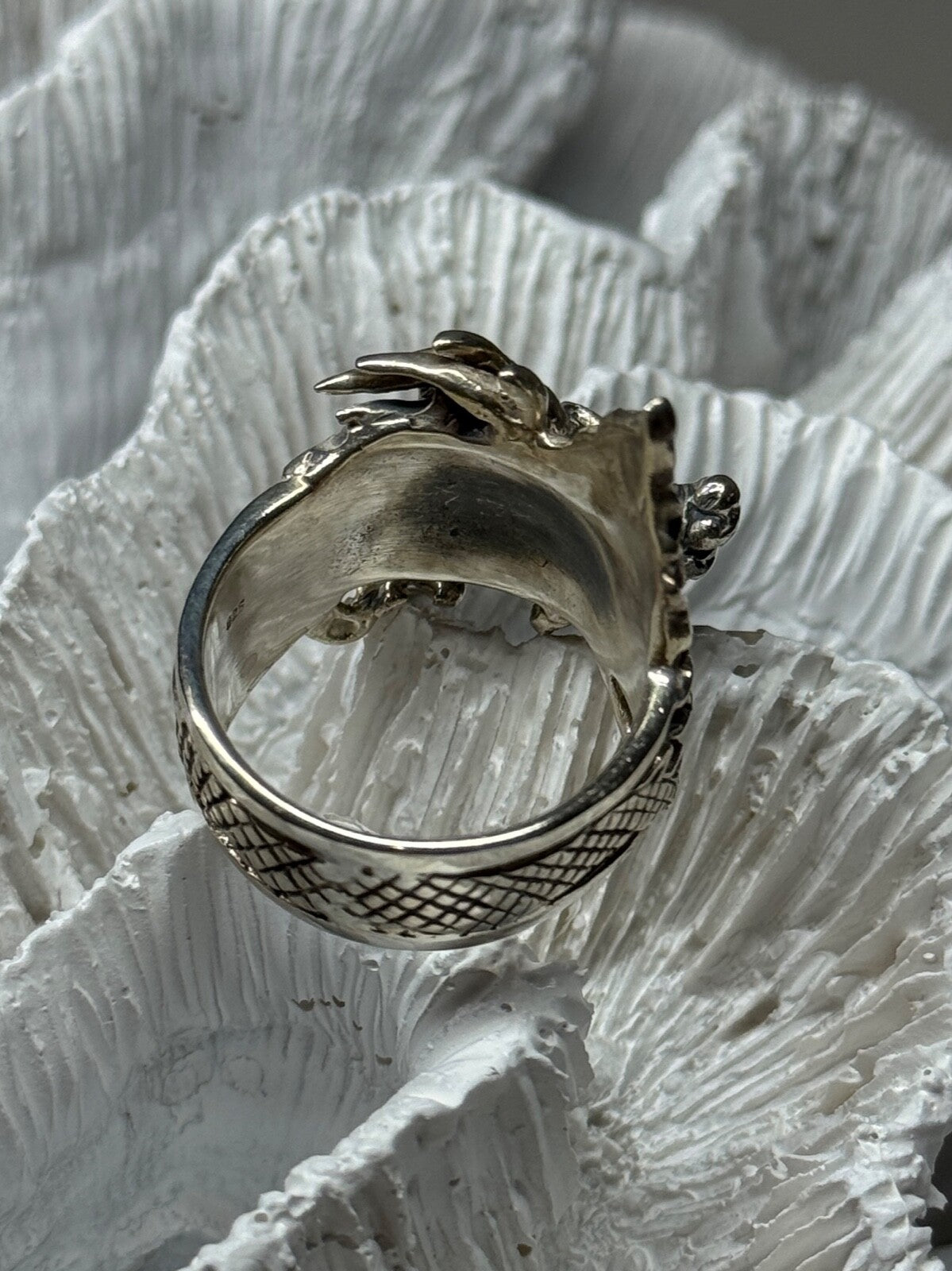 925 Sterling Silver Dragon Ring Size 9