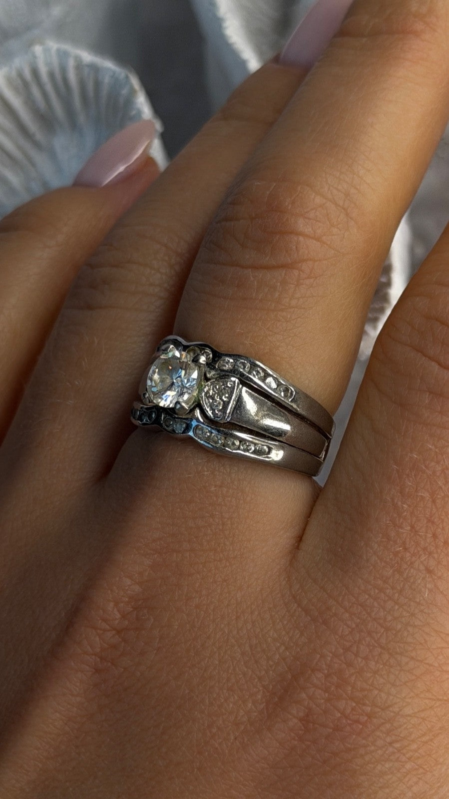 925 Sterling Silver White Tourmaline Ring Size 8