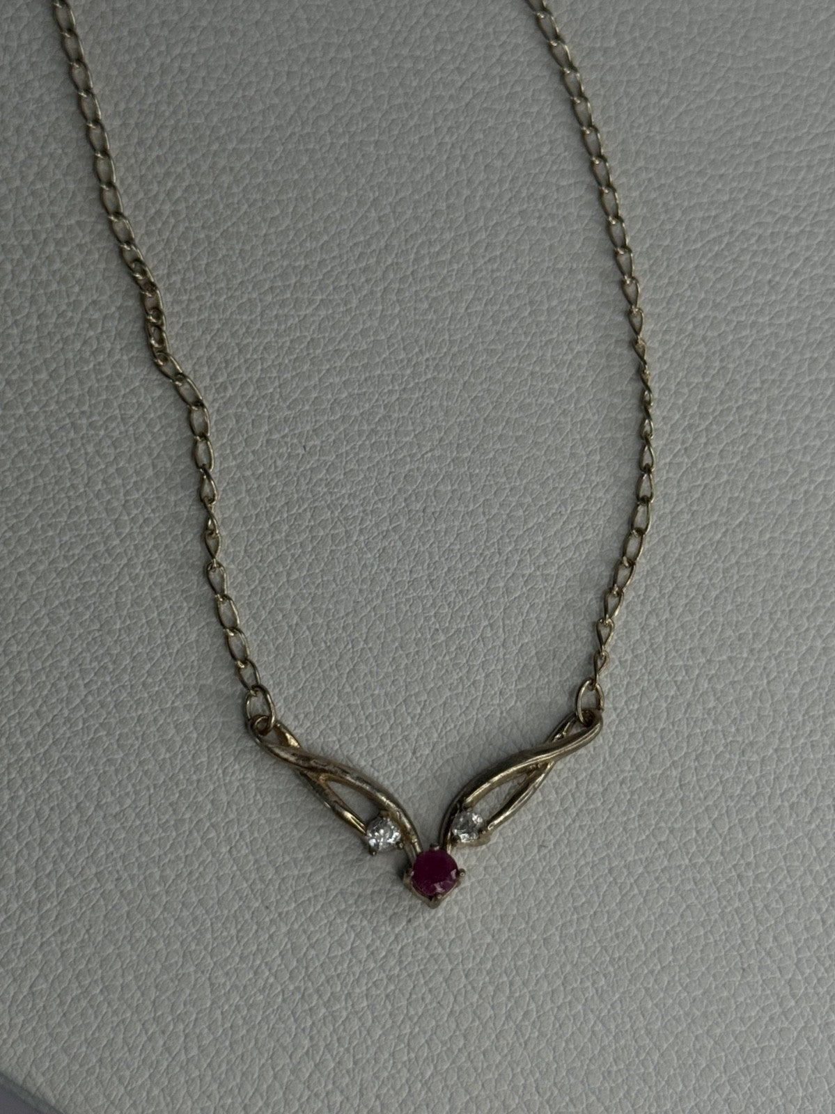 925 Sterling Silver Ruby & Beryl Necklace Length 18 Inch