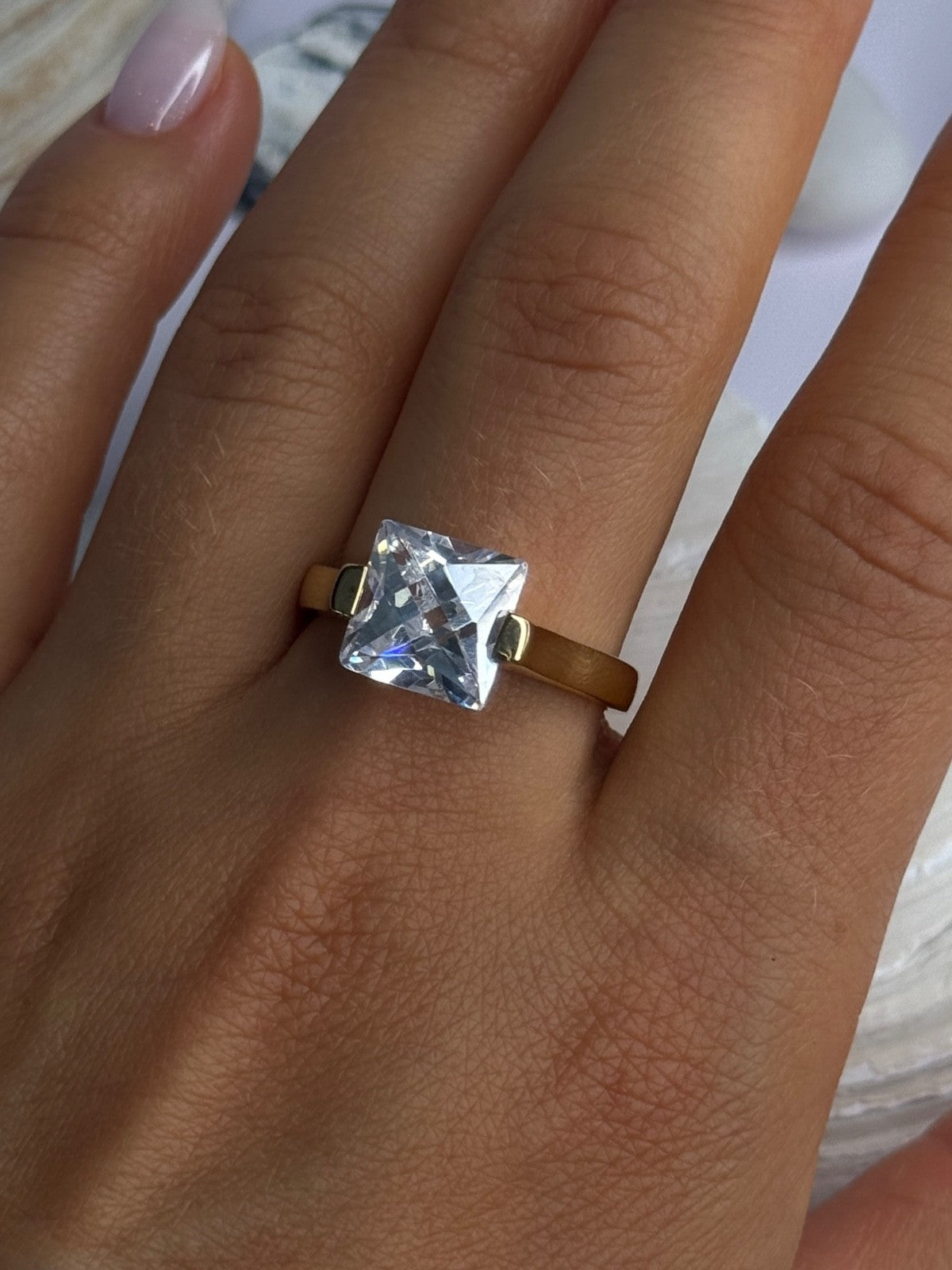 Classy Design 925 Sterling Silver Gold Plated Cz Ring Size 10