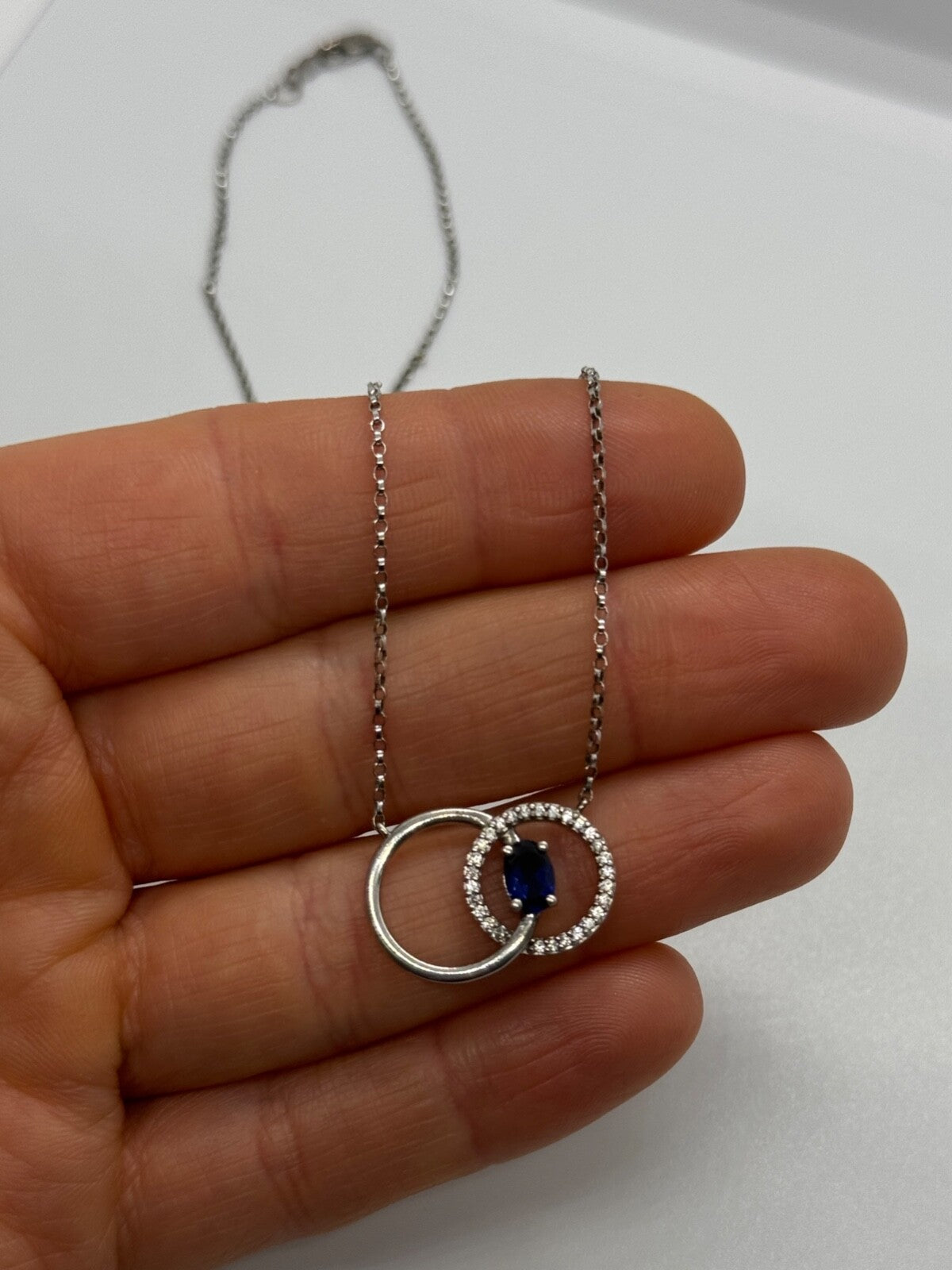 925 Sterling Silver Sapphire & Beryl Necklace
