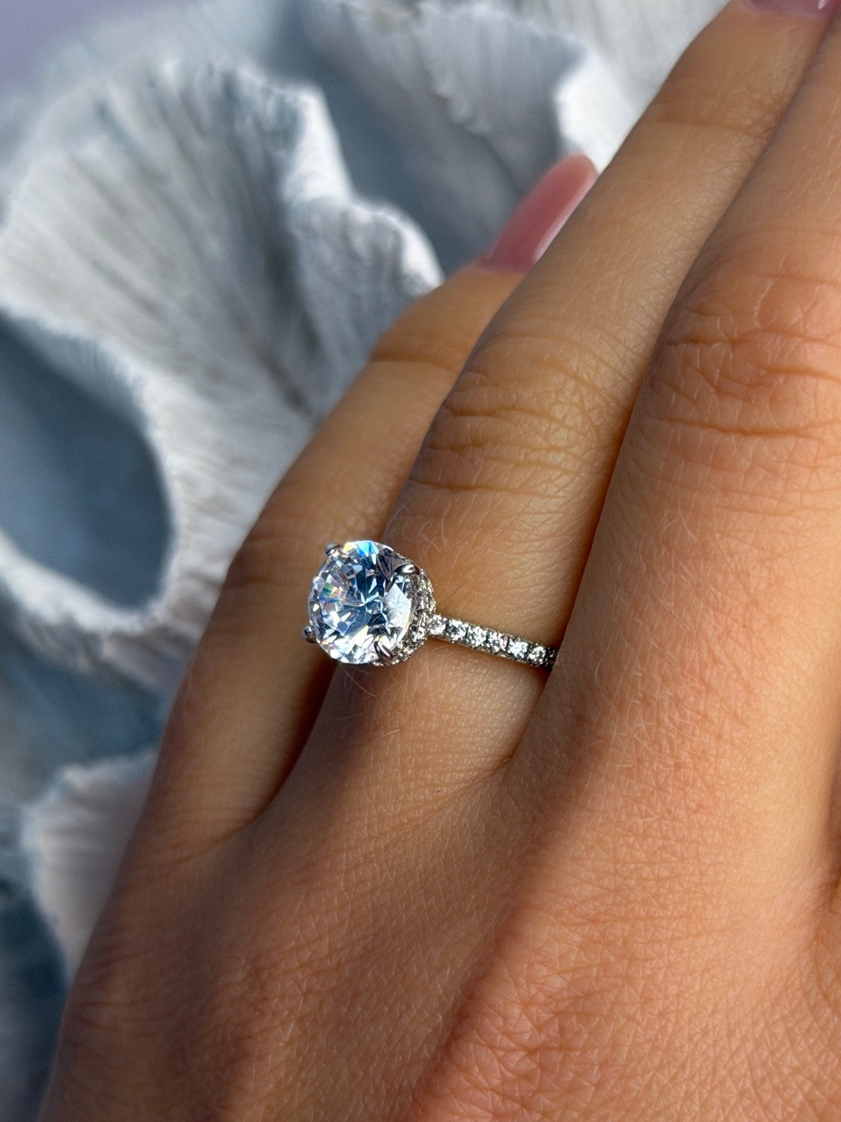 AZL 925 Sterling Silver Lab-Created Diamond Ring Size 6