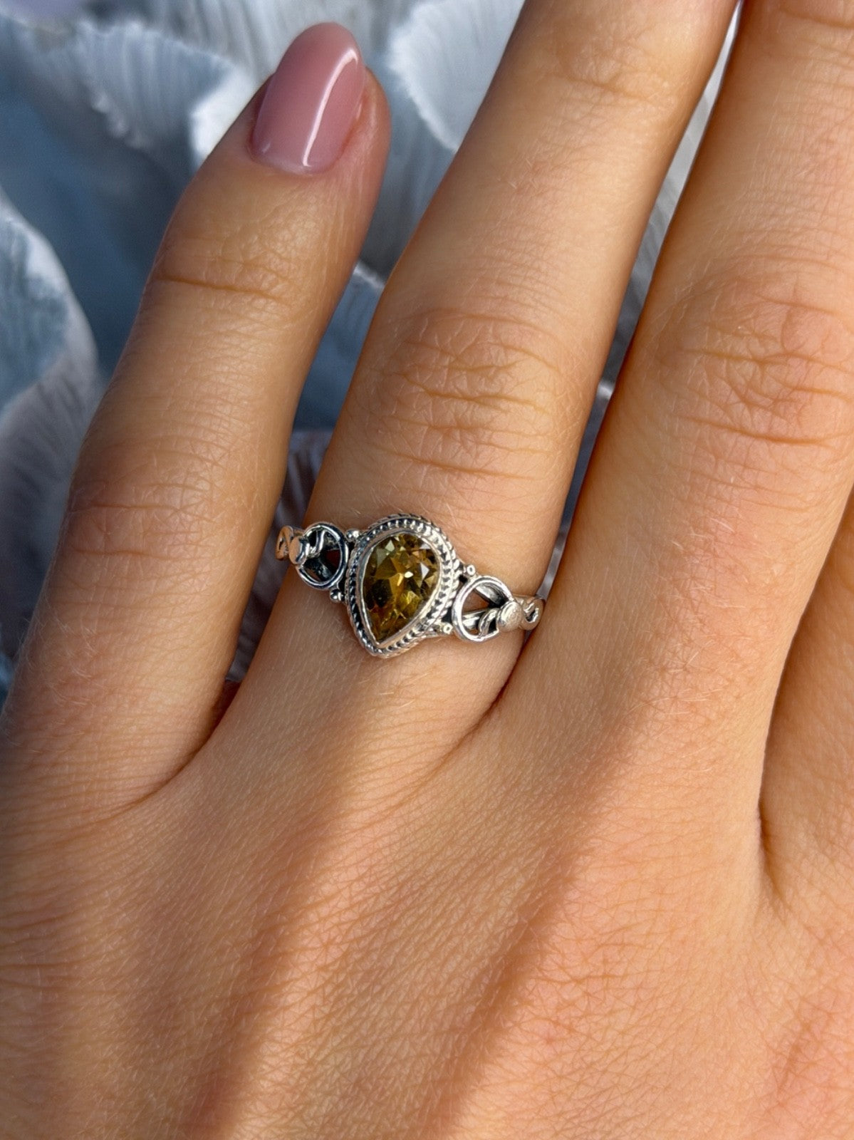 925 Sterling Silver Citrine Ring Size 7