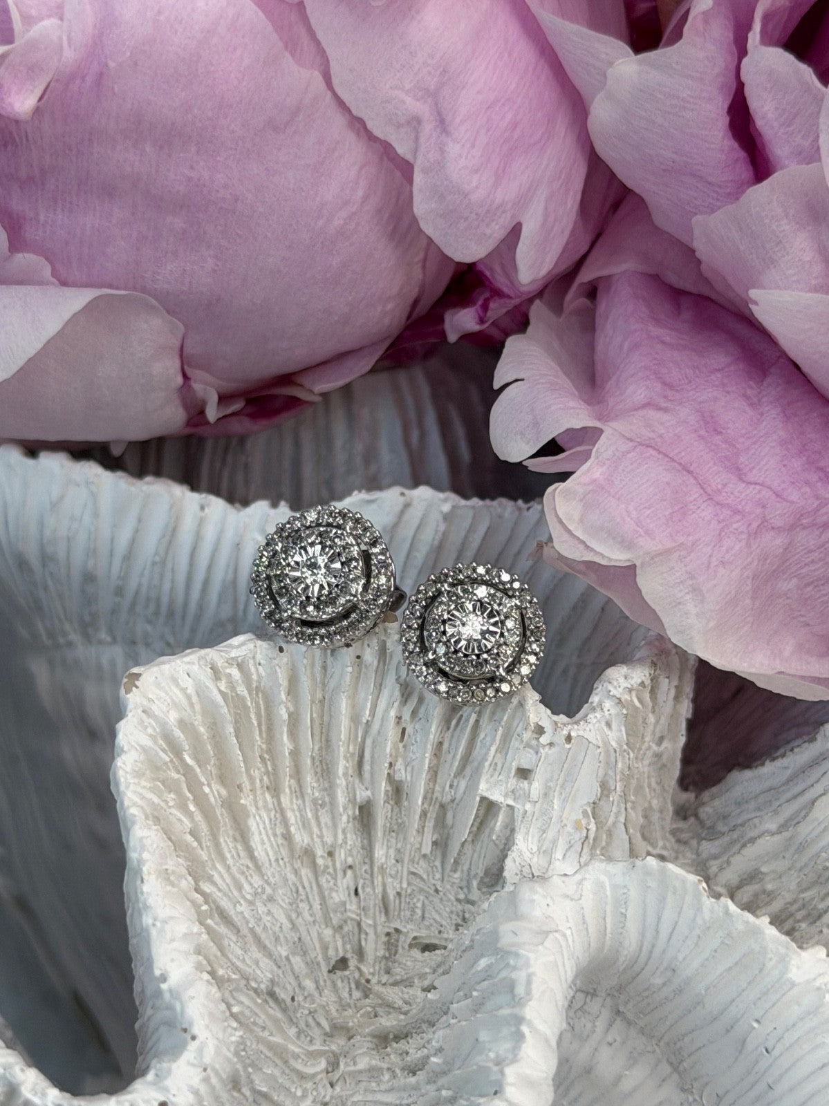 10K White Gold Diamond tcw 0.16 ct Stud Earrings