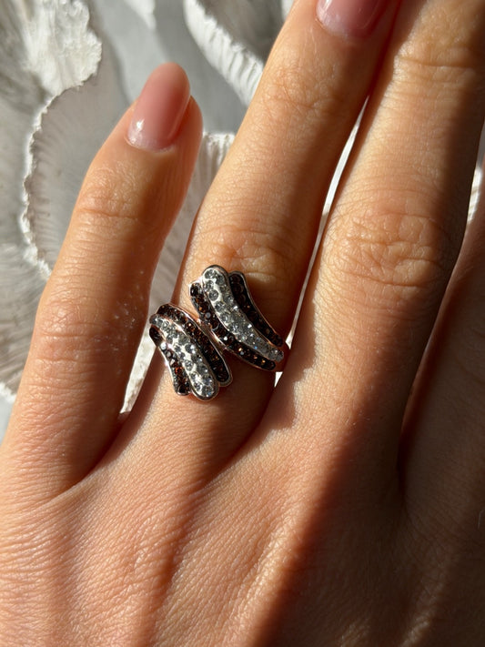925 Sterling Silver Rose Gold Plated Cz Ring Size 7