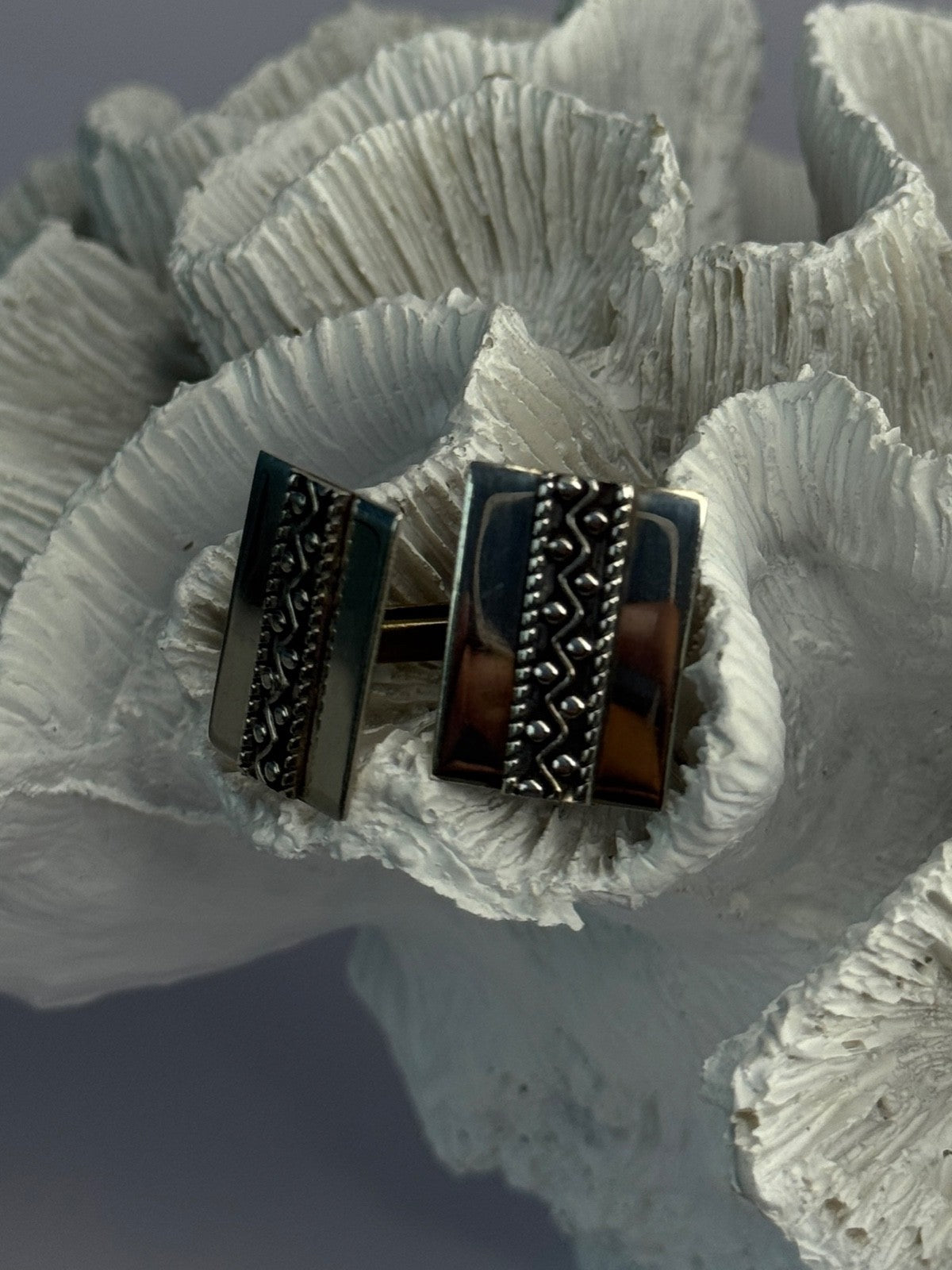 Vintage 925 Sterling Silver Cufflinks Length 0.70 Inch