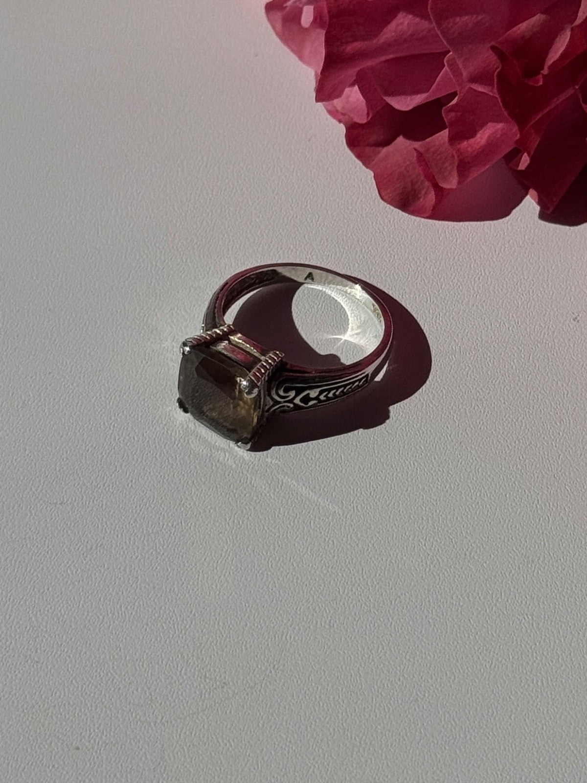 Vintage 925 Sterling Silver Hessonite Ring Size 7