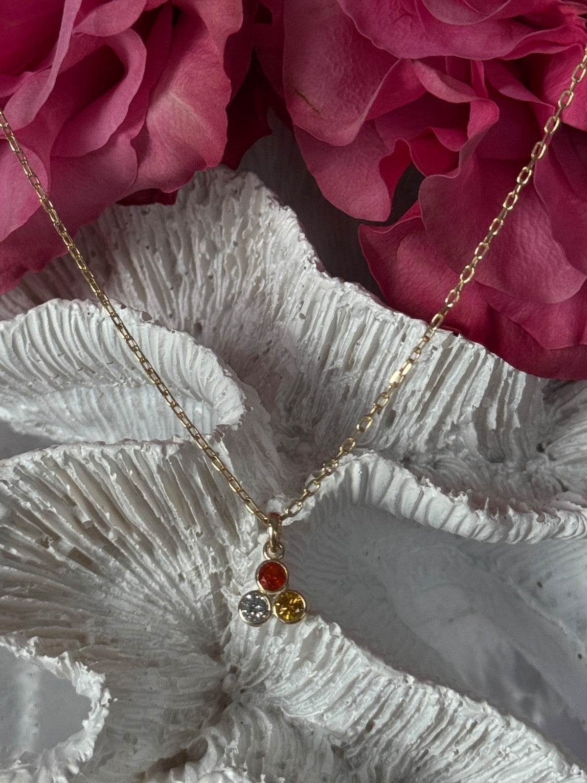 14K Yellow Gold Diamond Citrine Spinel Necklace
