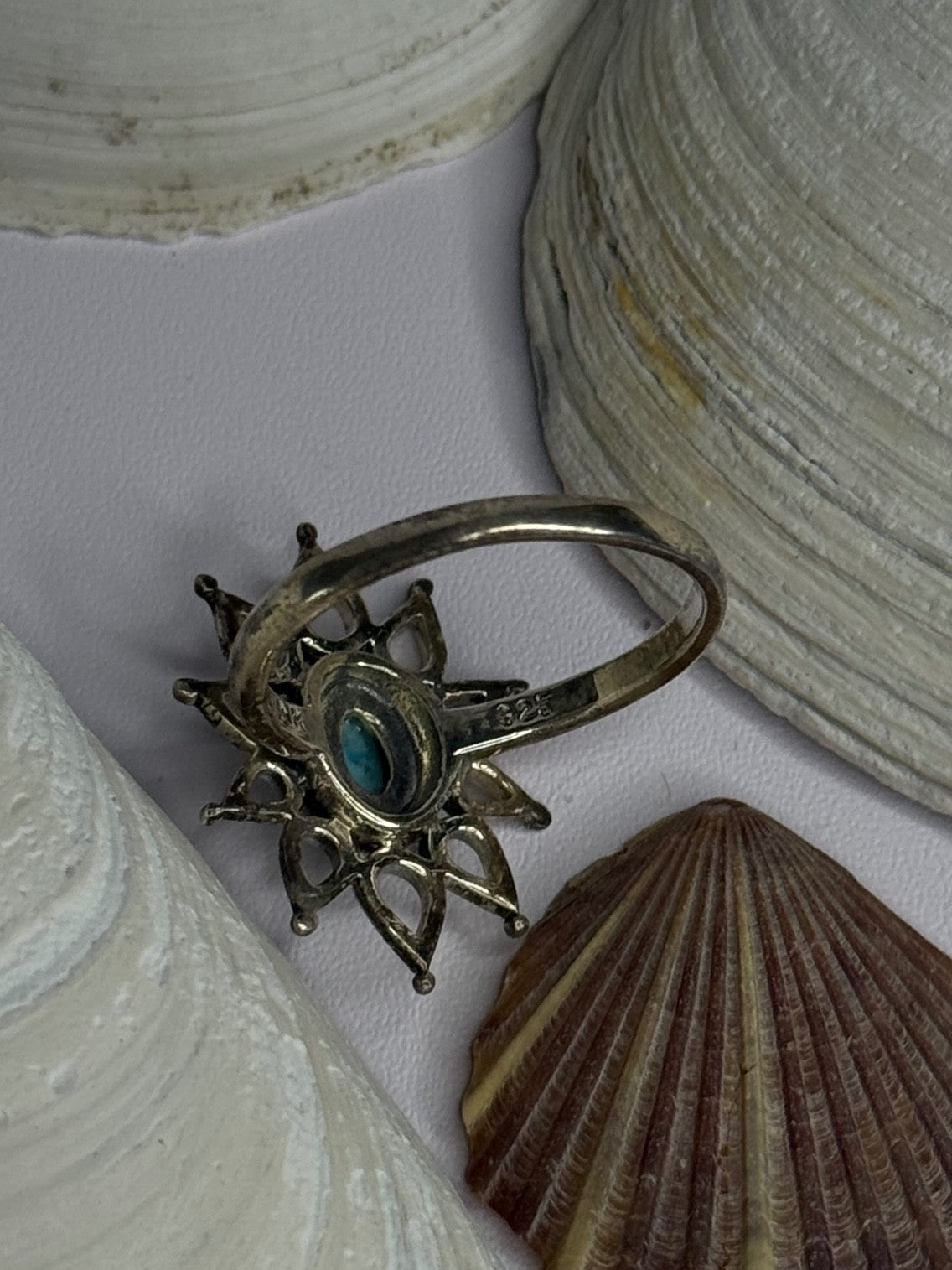 925 Sterling Silver Turquoise Ring Size 8