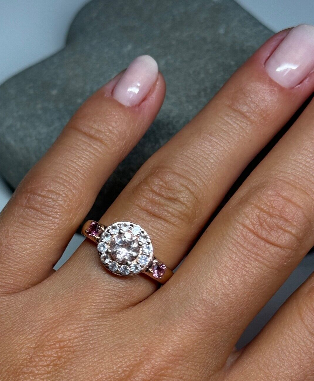 925 Sterling Silver Gold Plated Spinel Ring Size 7