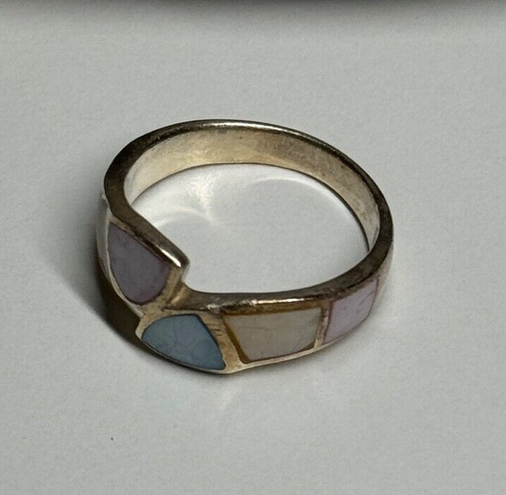 925 Sterling Silver Abalone Ring Size 7
