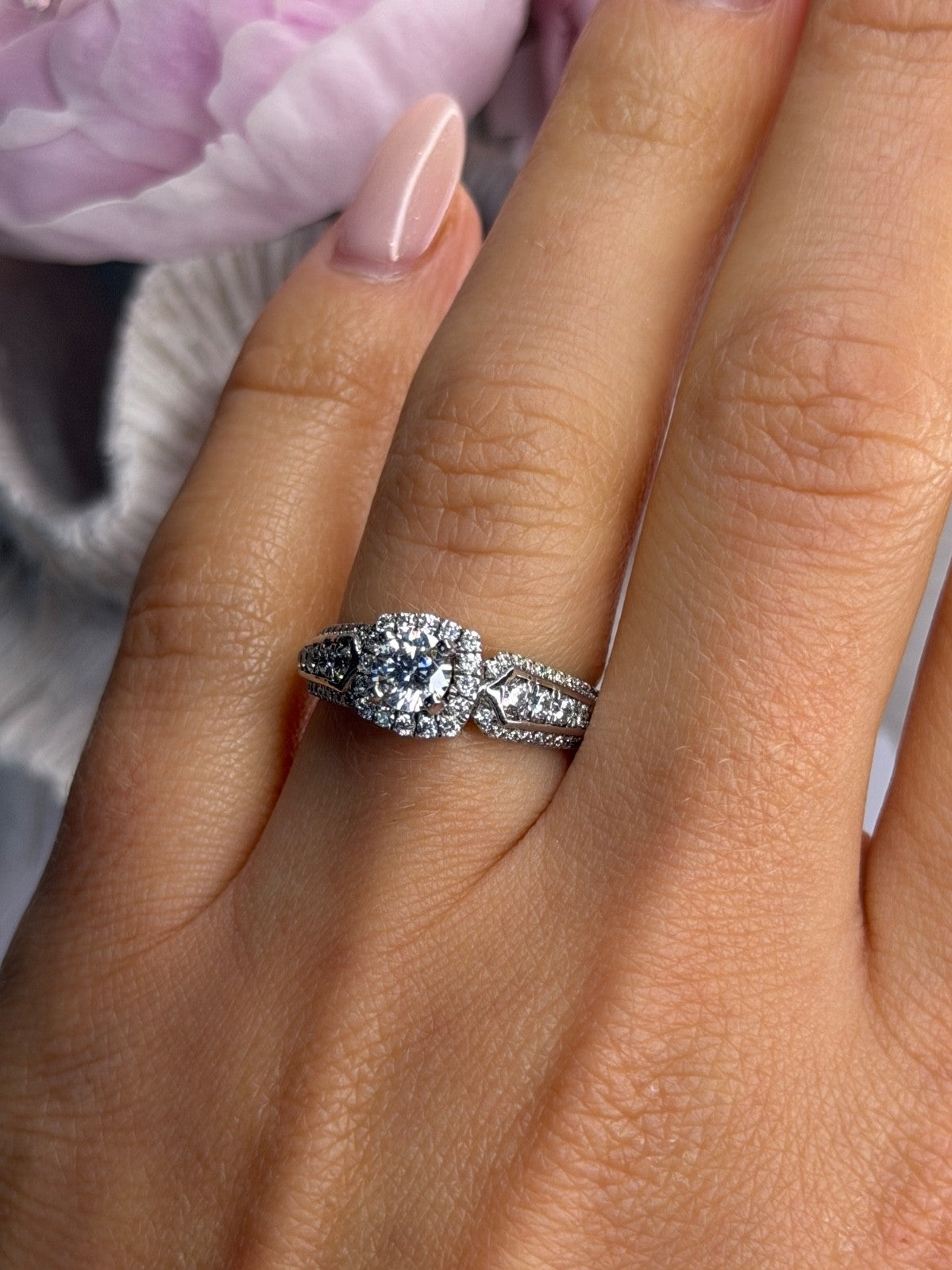 GOC 925 Sterling Silver tcw 1.43 Cz Ring Size 7