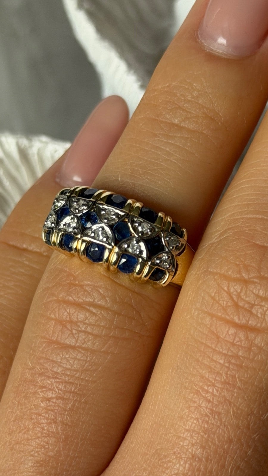 14K Yellow Gold Sapphire 0.84 ct & Diamond 0.15 ct Ring Size 5