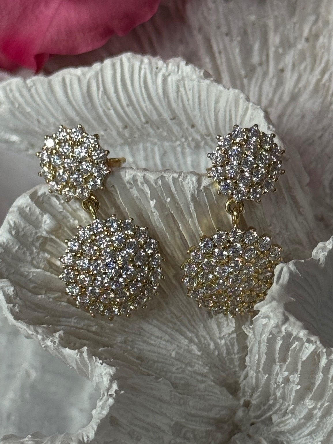 925 Sterling Gold Plated Cz Silver Earrings Length 1 inch