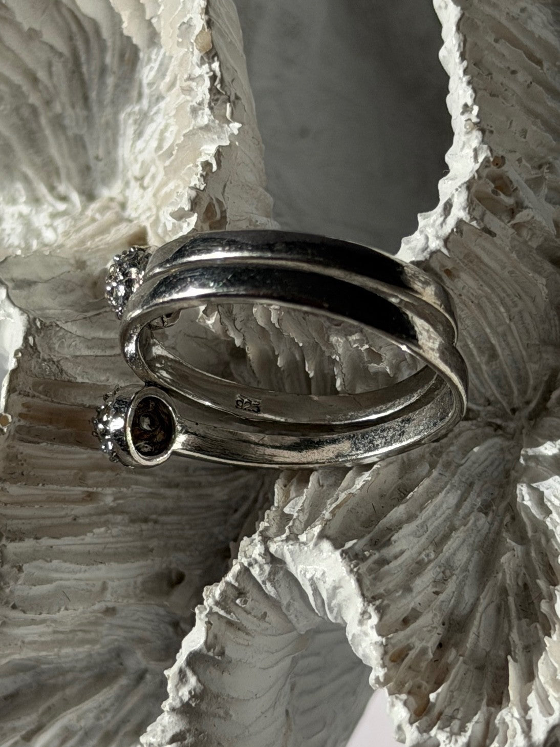 925 Sterling Silver White Topaz Ring Size 9