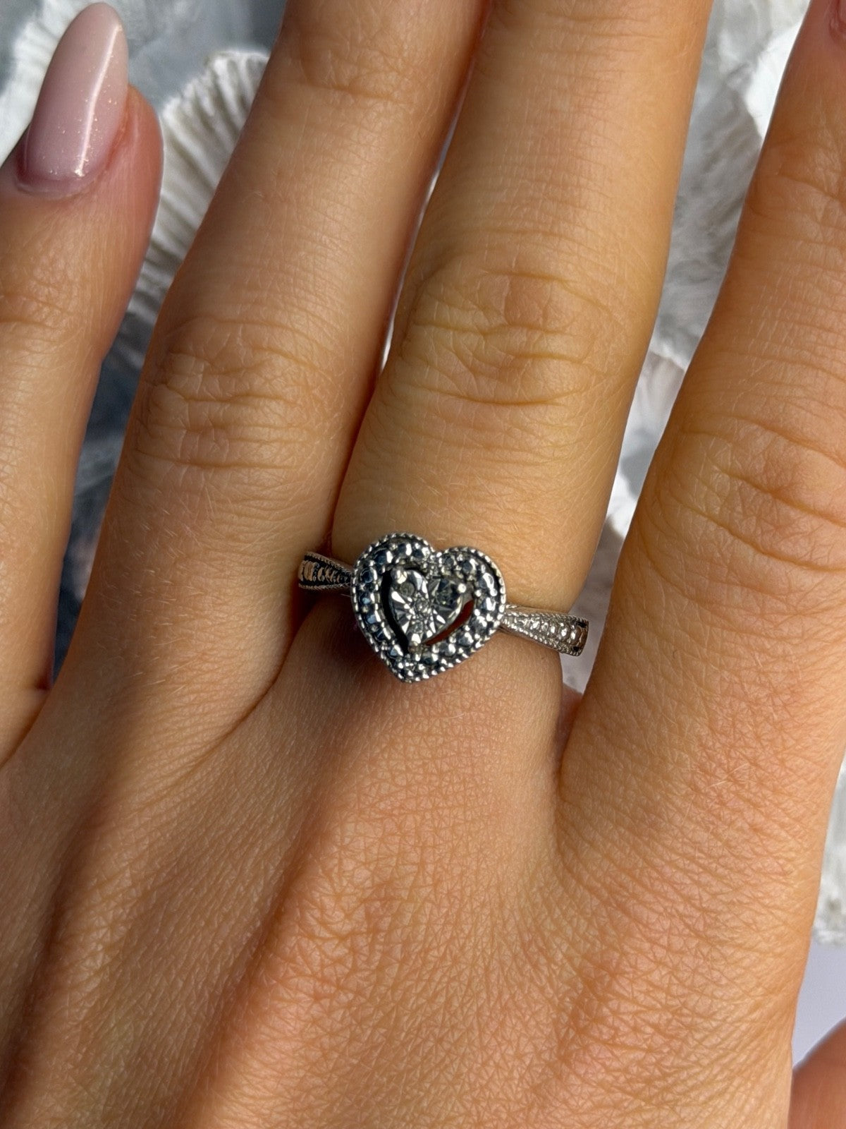 925 Sterling Silver Heart Ring Size 7.5