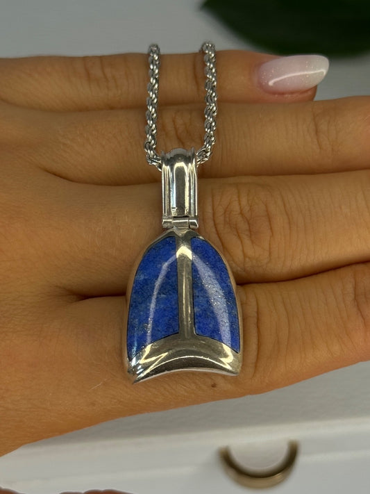 Vintage 925 Sterling Silver Sodalite Necklace Length 20 Inch