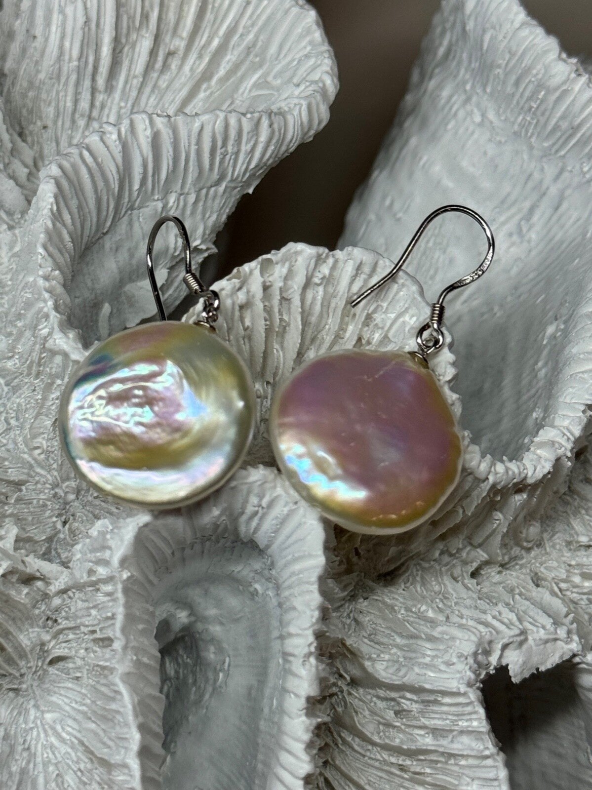 925 Sterling Silver Fresh Water Pearl Earrings Length 1.8 Inch