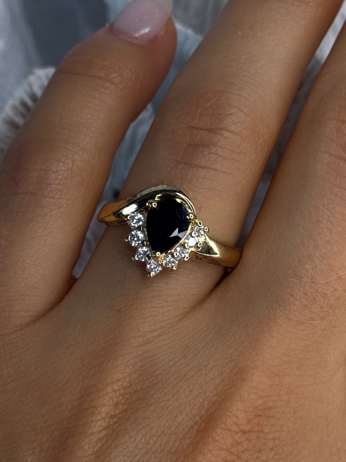 925 Sterling Silver Gold Plated Sapphire & Beryl Ring Size 8