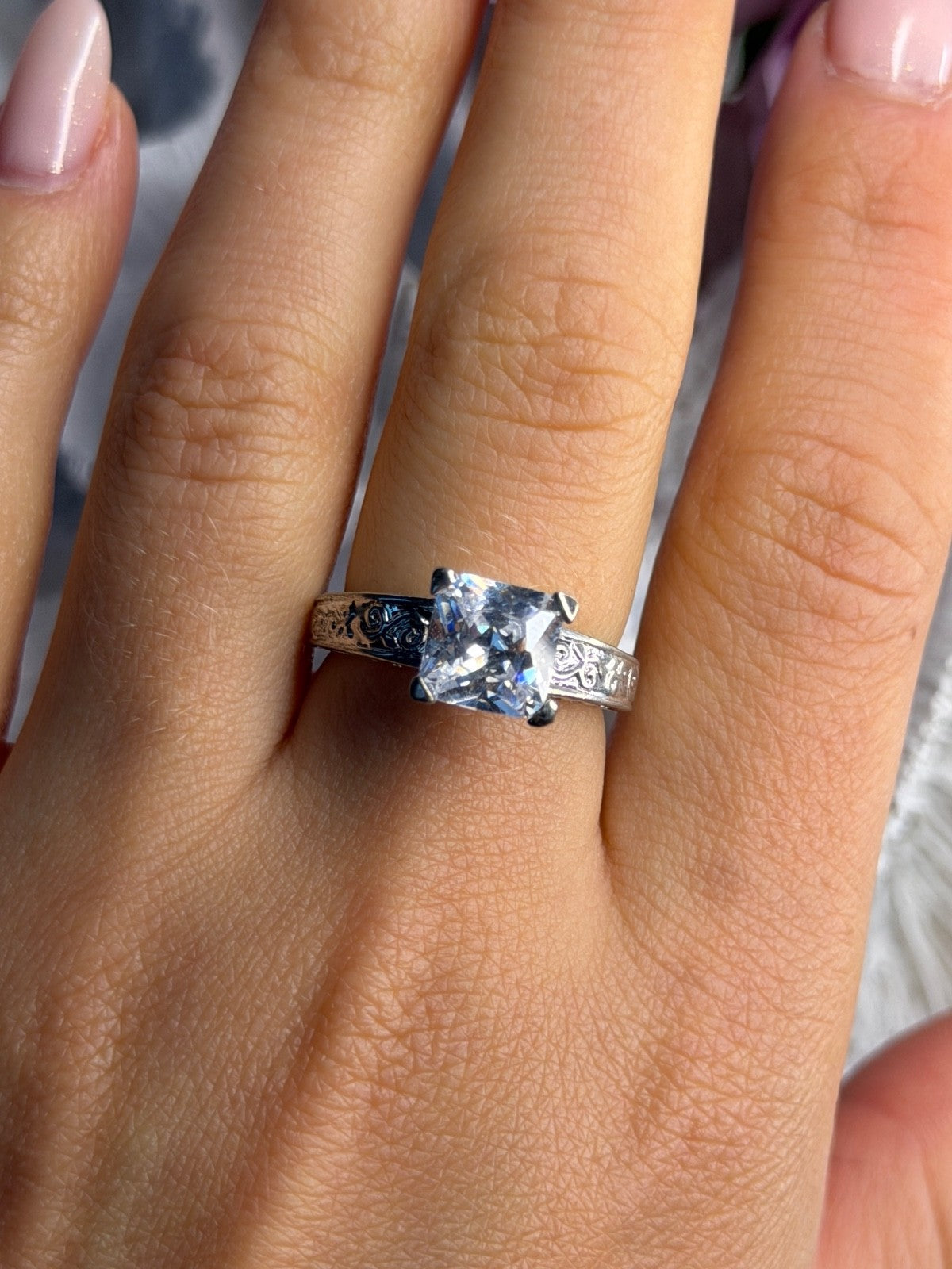 RP 925 Sterling Silver Cz Ring Size 8